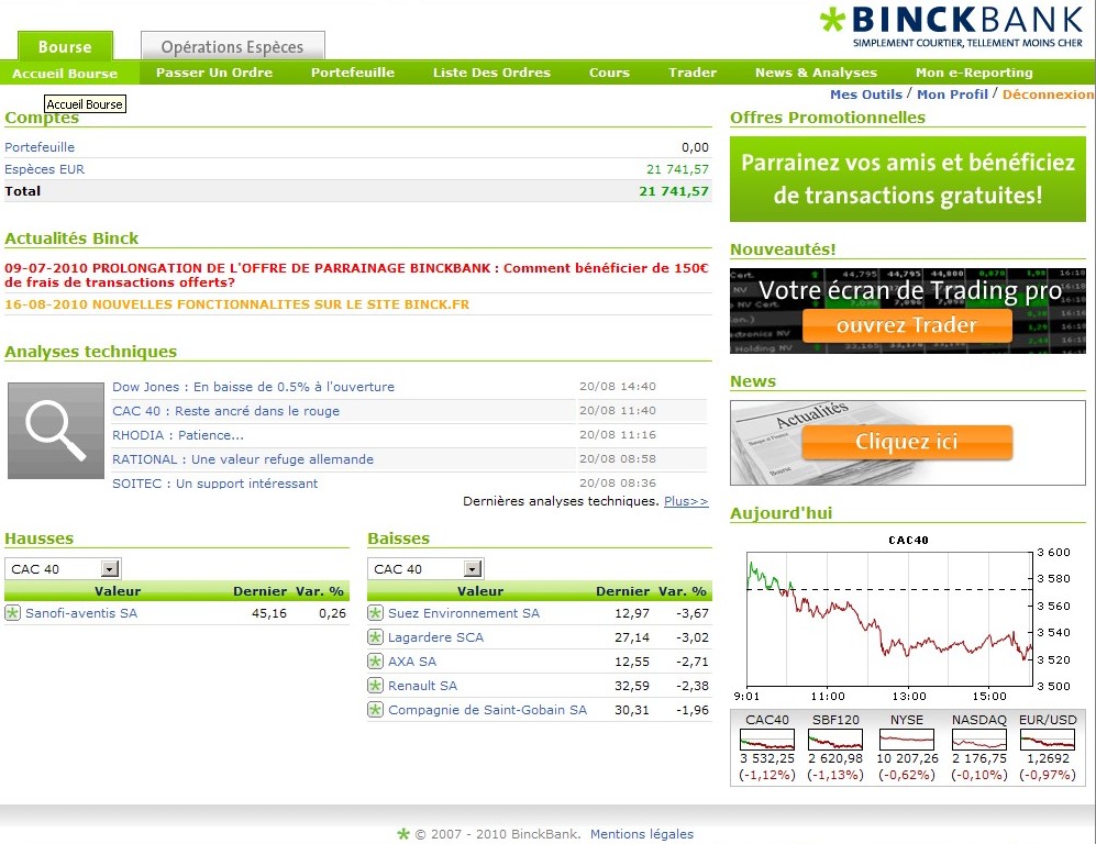 gagner en bourse gain en bourse second trade 20 aout 2010