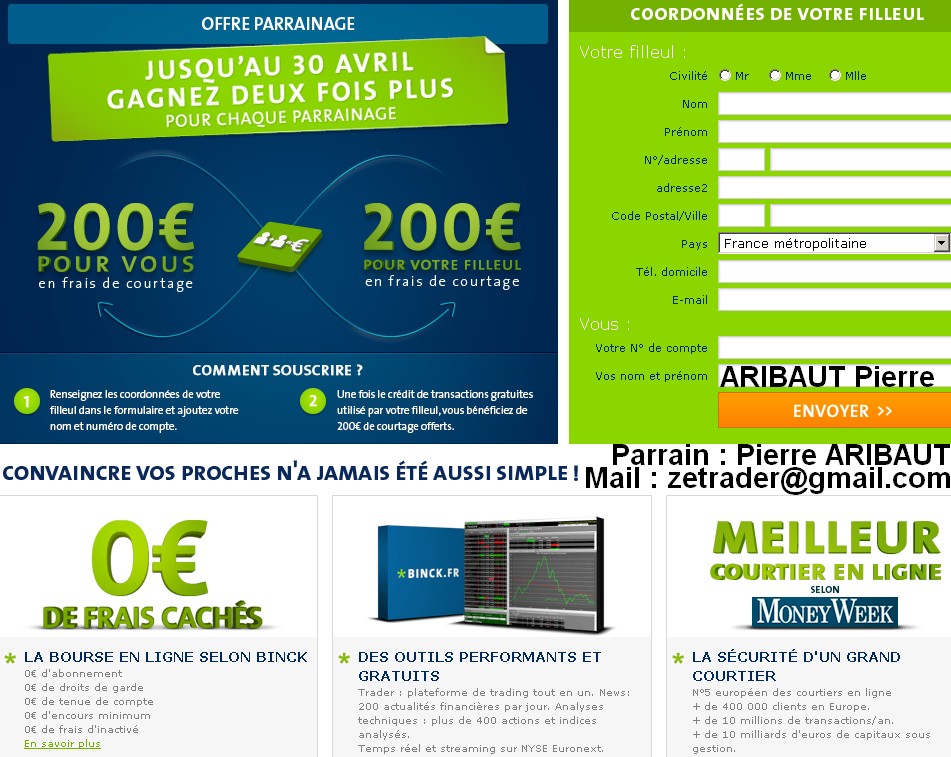 parrainage binck bank doublement frais de courtage offerts