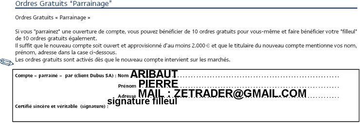 parrain dubus parrainage dubus broker courtier dubus ordres gratuits