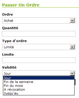 passer un ordre chez le broker binckbank validité de l'ordre