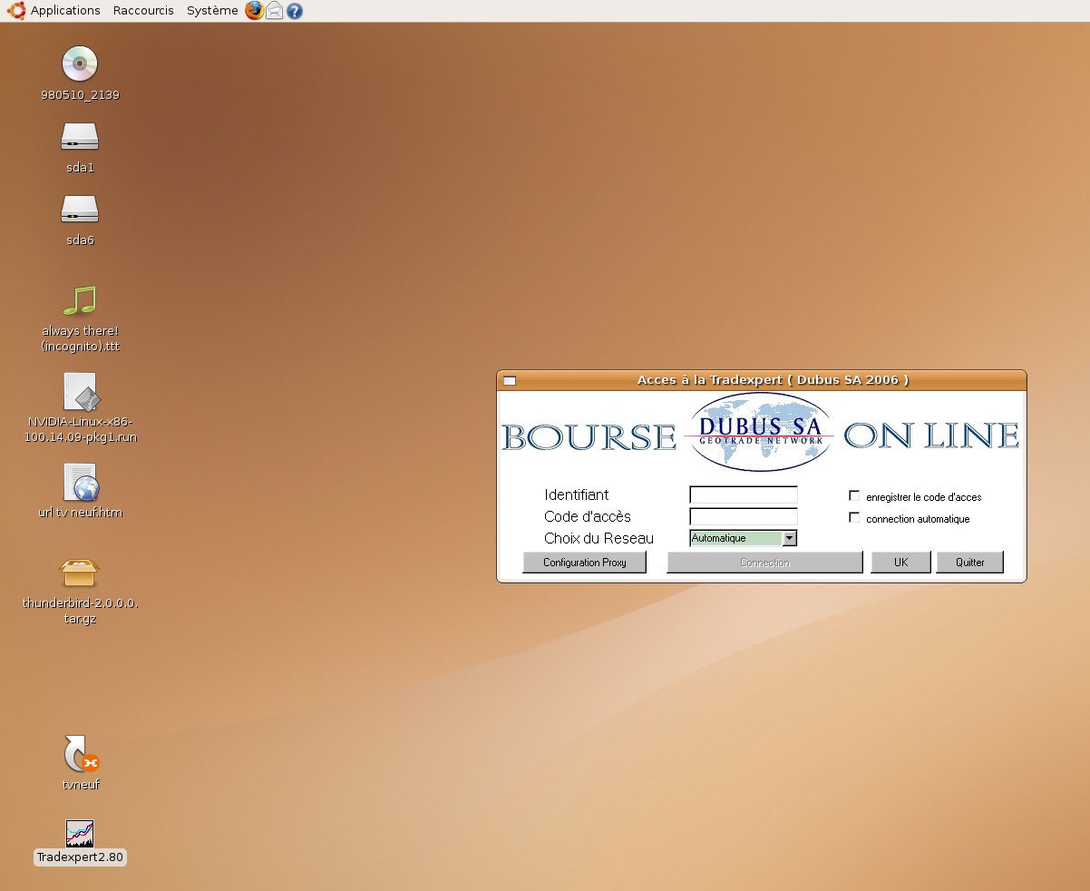 tradexpert sous linux wine