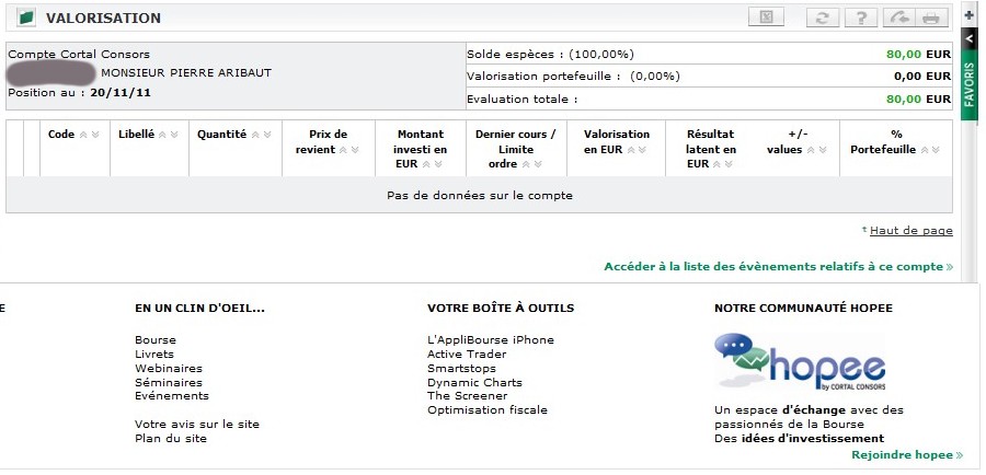 zetrader solde compte cortal consors 20 novembre 2011