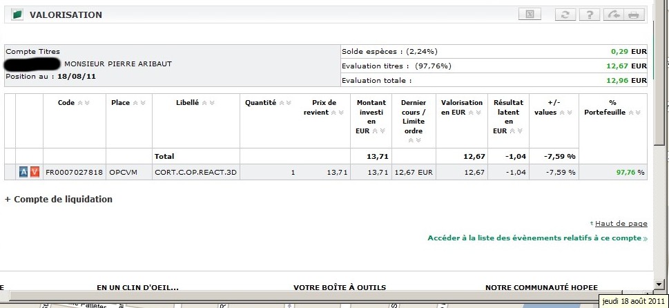 zetrader solde cortal consors compte titres 18 aout 2011