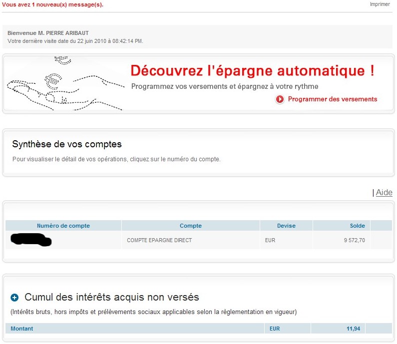 solde hsbc compte sur livret 22 juin 2010