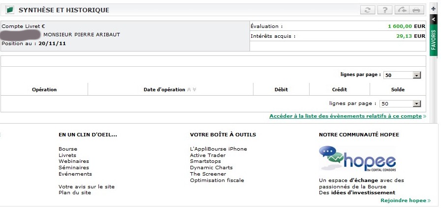 zetrader solde livret cortal consors 20 novembre 2011