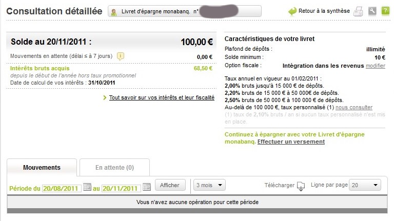 zetrader solde livret monabanq 20 novembre 2011