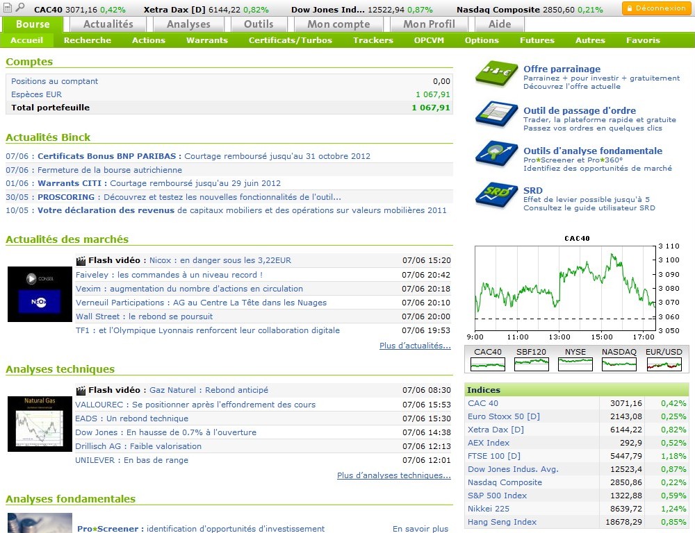zetrader solde compte titres binck bank 7 juin 2012