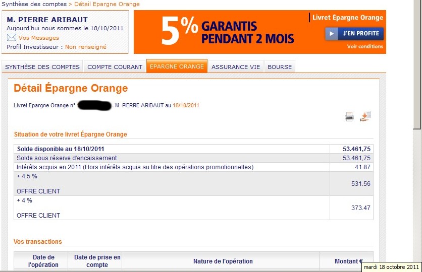 zetrader solde livret ing direct epargne orange 18 octobre 2011